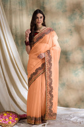 Womens Fashion Ethnic Peach Color Sarees-MLSHWSA1597PCH0ONE